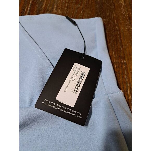 New Size 2 PrettyLittleThing Dusty Blue One Shoulder Drape Midi Dress NWT - Picture 6 of 6